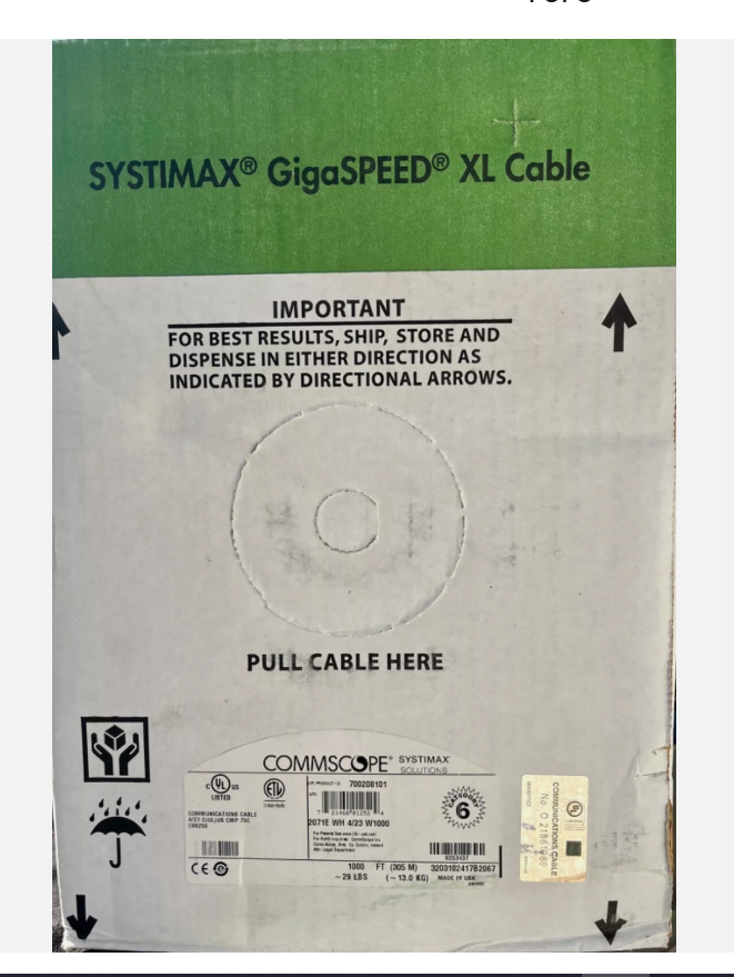 700208101 CommScope Systimax 2071E Cat6 Plenum White 1000Feet 23 AWG UTP W1000 Solid Copper Made In USA