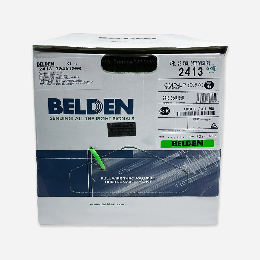 Belden Cat6 Plenum 2413 Solid Copper UTP 1000ft USA Made 23AWG Ethernet Cable